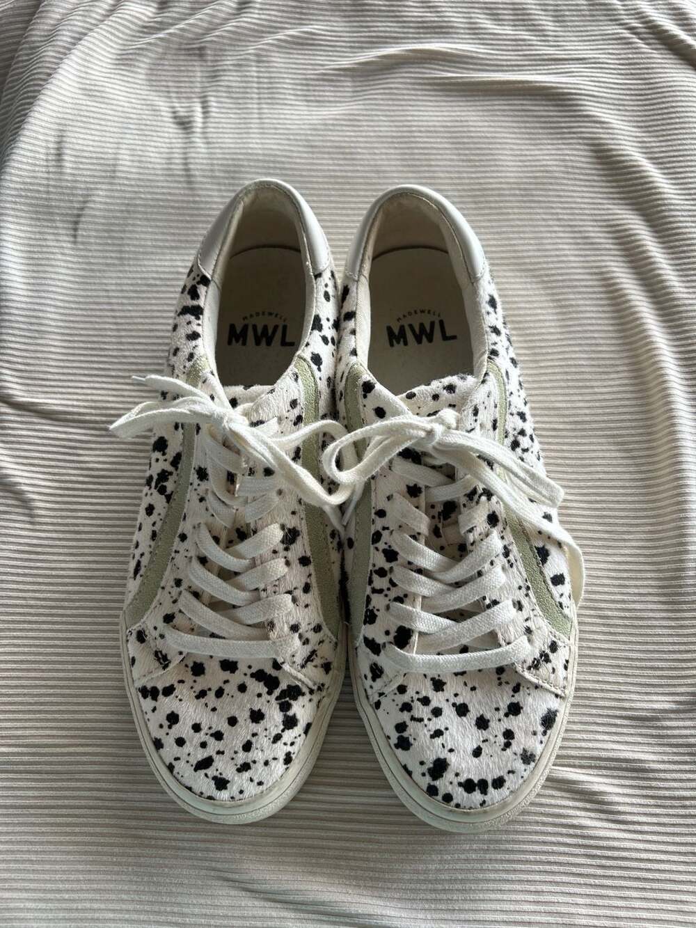 Madewell Sidewalk Low-Top Sneakers in Spatter-Painted Calf Hair Size 9M